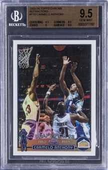 2003-04 Topps Chrome Refractor Refractor #113 Carmelo Anthony Rookie Card - BGS GEM MINT 9.5